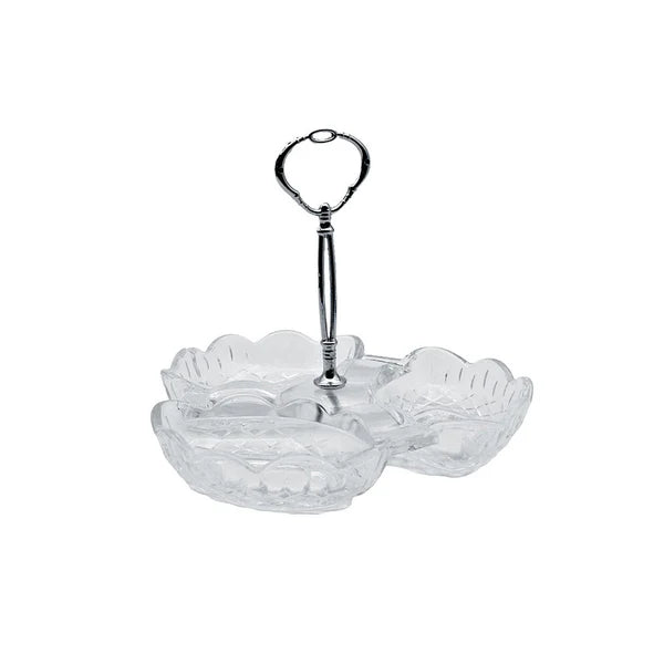 Alegre Glass 21x10 Cm Crystal Service Tray With Metal Handle