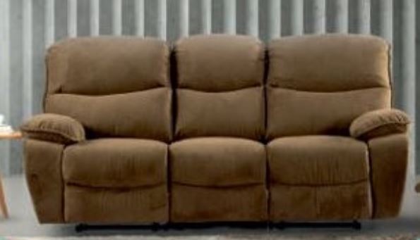 3-Seater Recliner Sofa – Brown Fabric – 5 Boxes