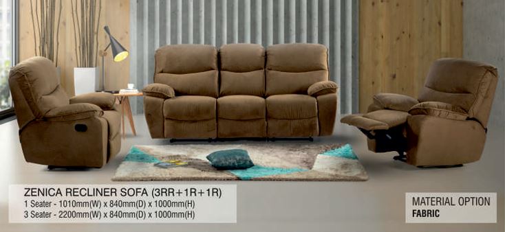 SZN03R+1R+1R Zenica Sofa with Recliner (1 Set, 9 Boxes):