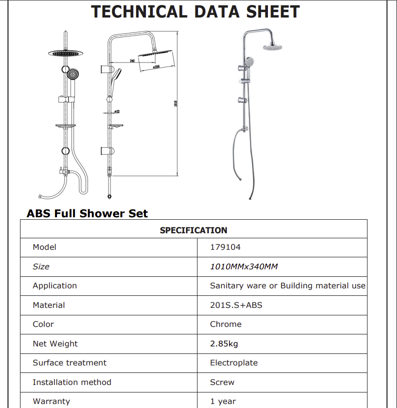 Shower Set without Mixer