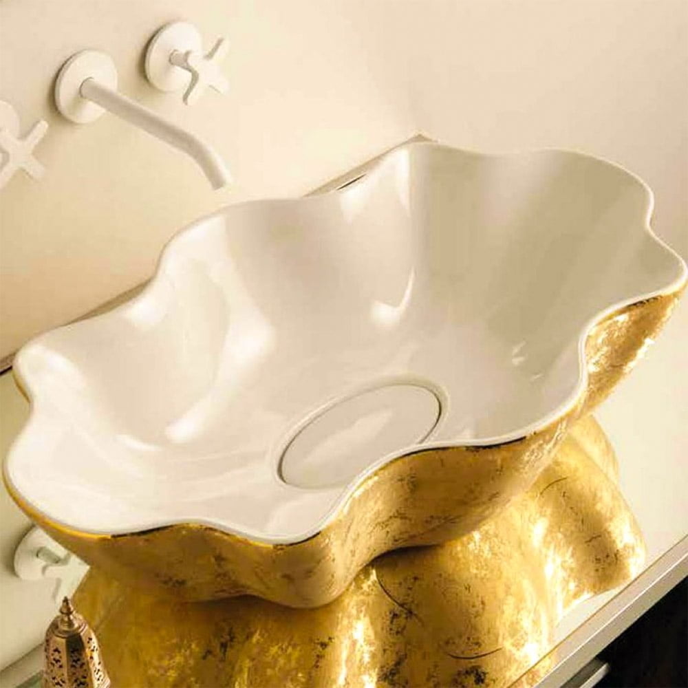 Seastar Unique Wash Basin - White And Gold