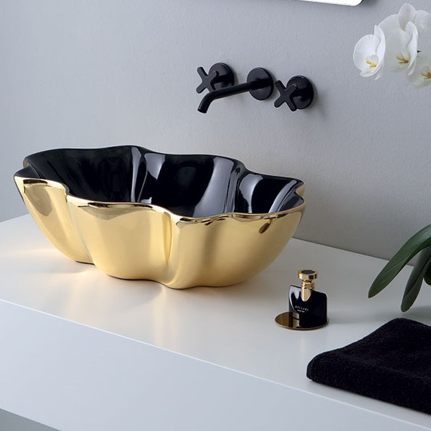 Seastar Unique Black & Gold Wash Basin