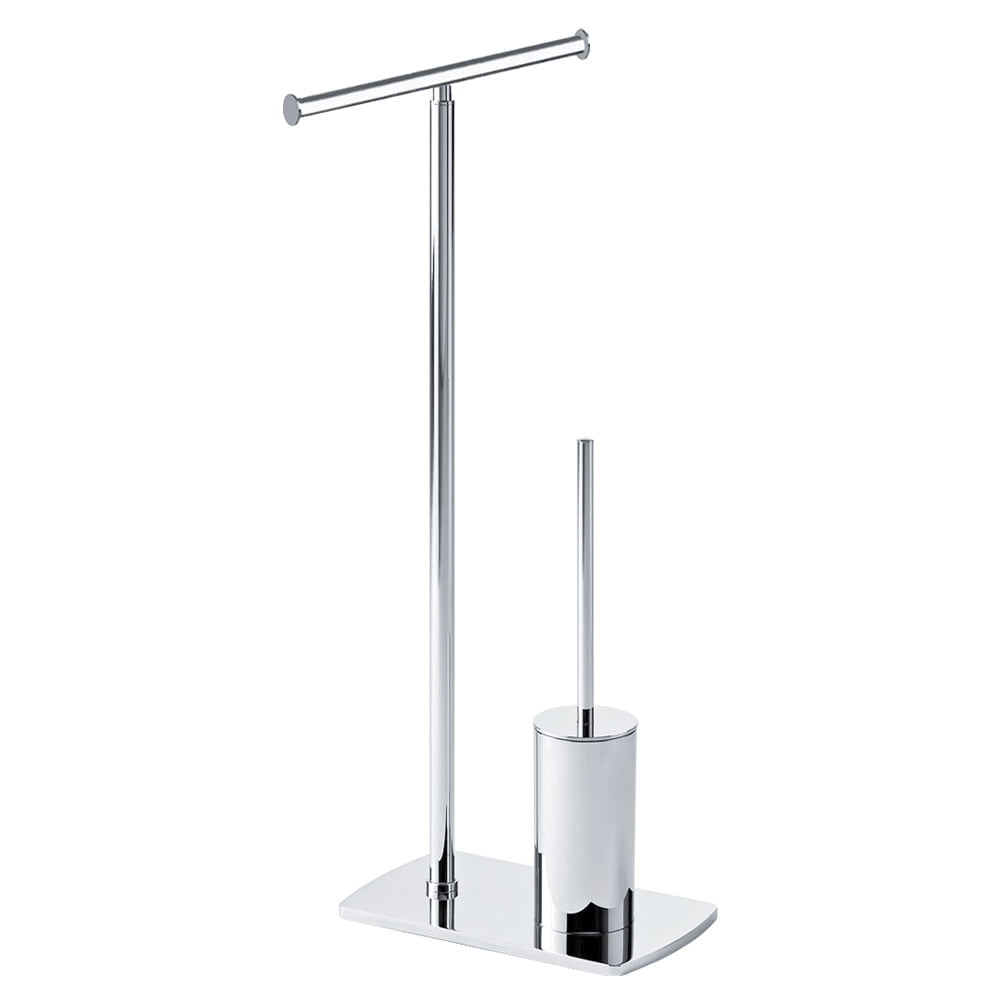 Self Towel Stand With Toilet Brush Holder - Chrome