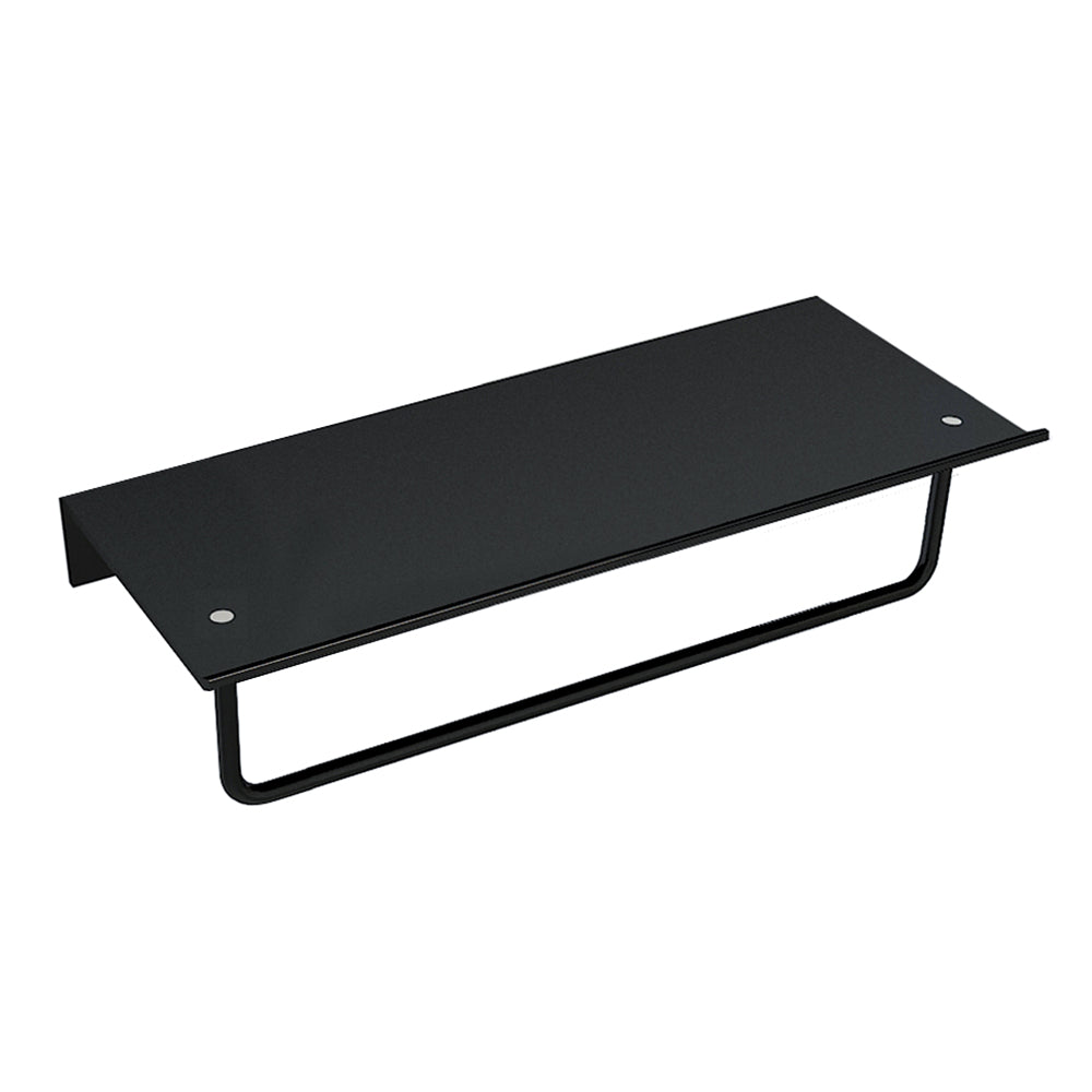 Bathroom Wall Shelf With Towel Bar - (black)