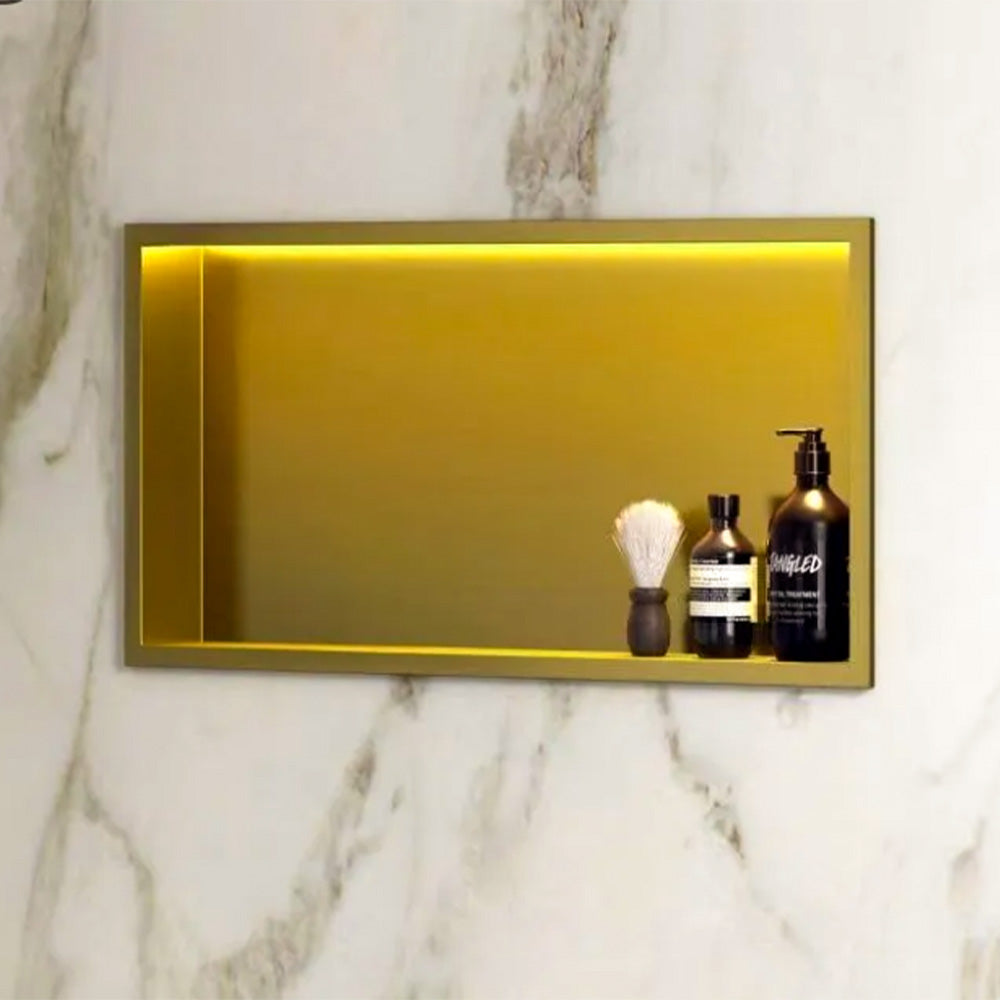 Bathroom Niche Cabinet With Led – (brushed Gold) Single