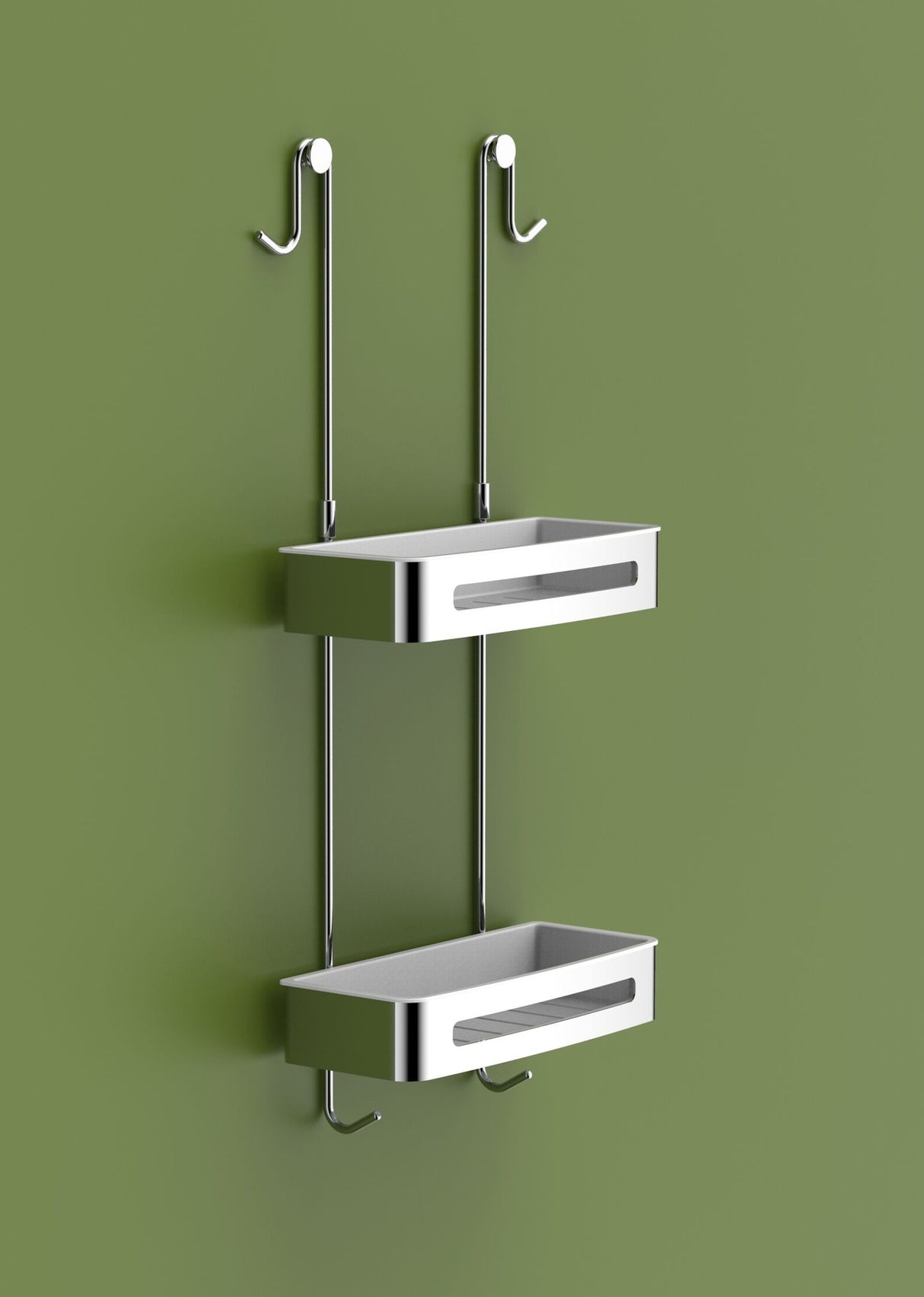 Double-Layer Shower Basket with 2 Hooks