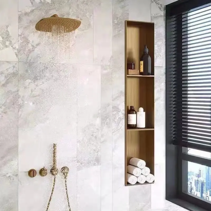 Brushed Gold LED Shower Niche Cabinet