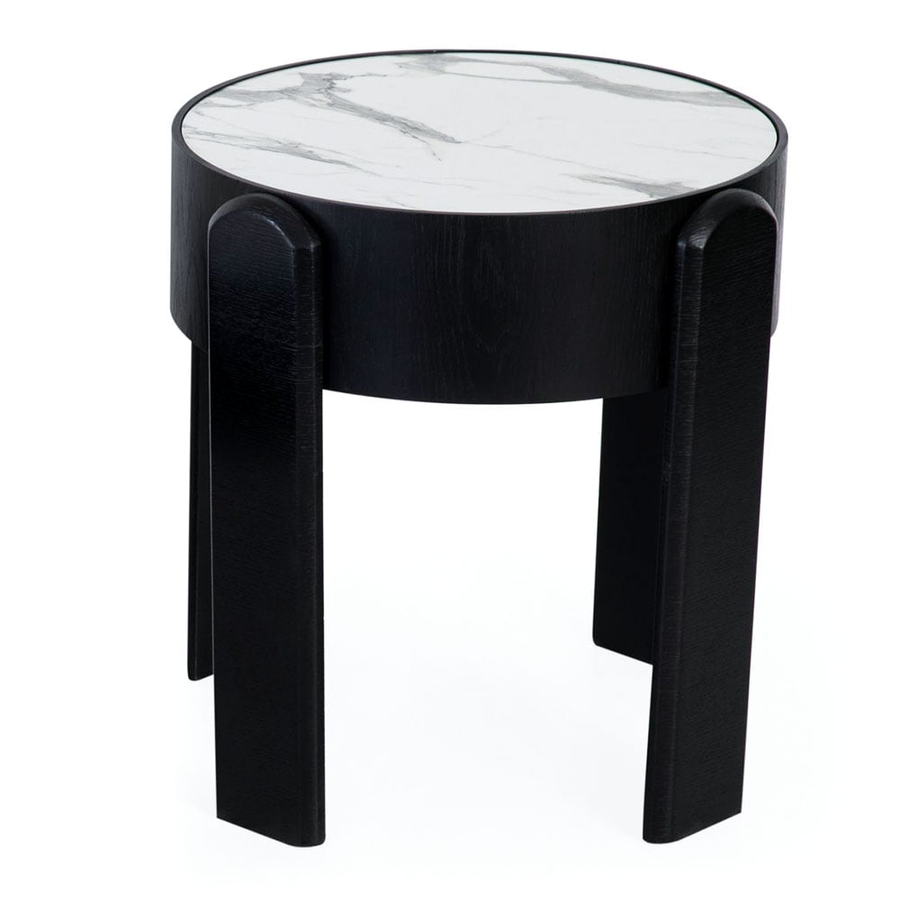 Black Marble Top Side Table
