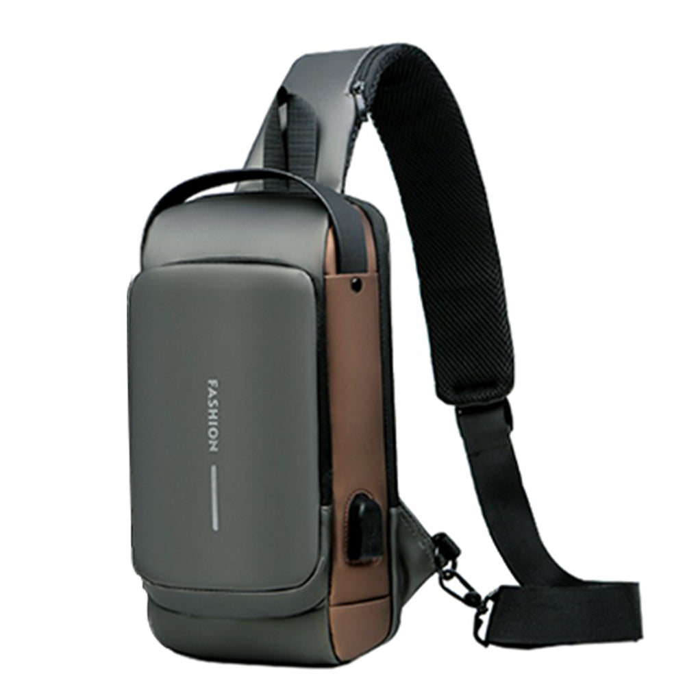 Single Shoulder Backpack With Usb And Combination Lock - Green