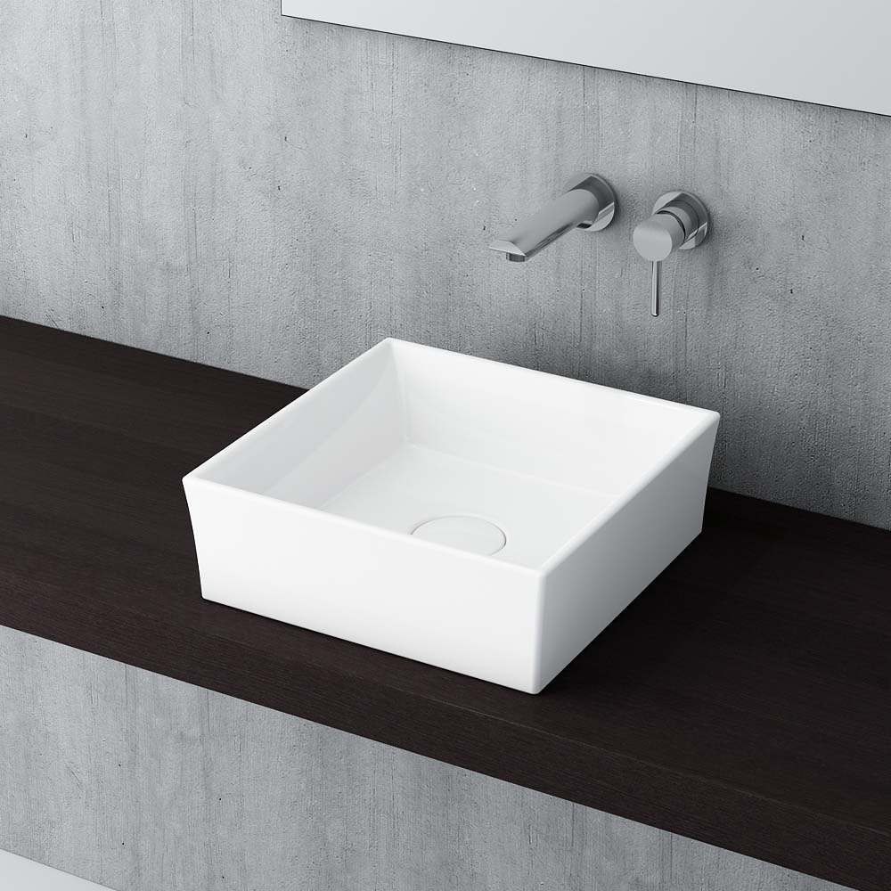 Glossy White Ceramic Basin Vessel