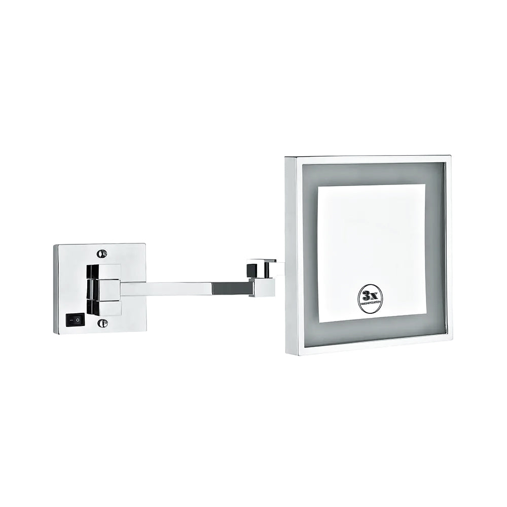 Square Magnifying with LED Light Mirror Chrome
