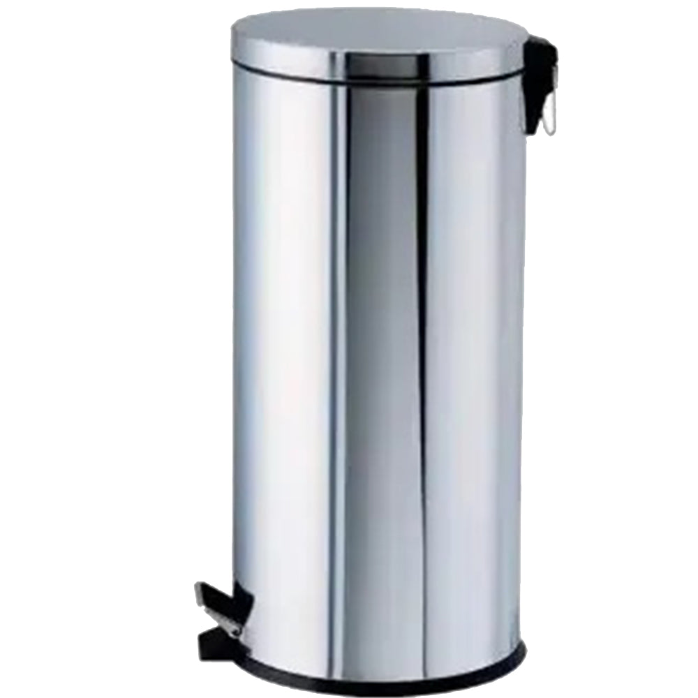 Stainless Steel Pedal Bin With Central Foot Pedal. - 20l