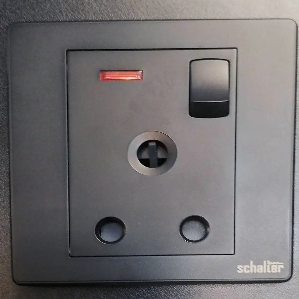 1 Gang Switched Socket With Indicator Black BoB electrical
