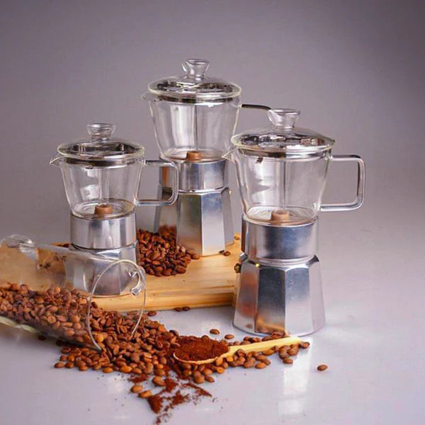 Bambum Silver - Glass Moka Pot 6 Cups