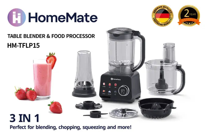 HomeMate 3-in-1 Table Blender & Food Processor