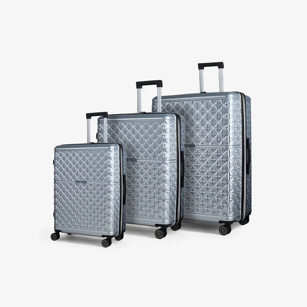 Rock Luggage Maya Silver 3 Piece Trolley Set