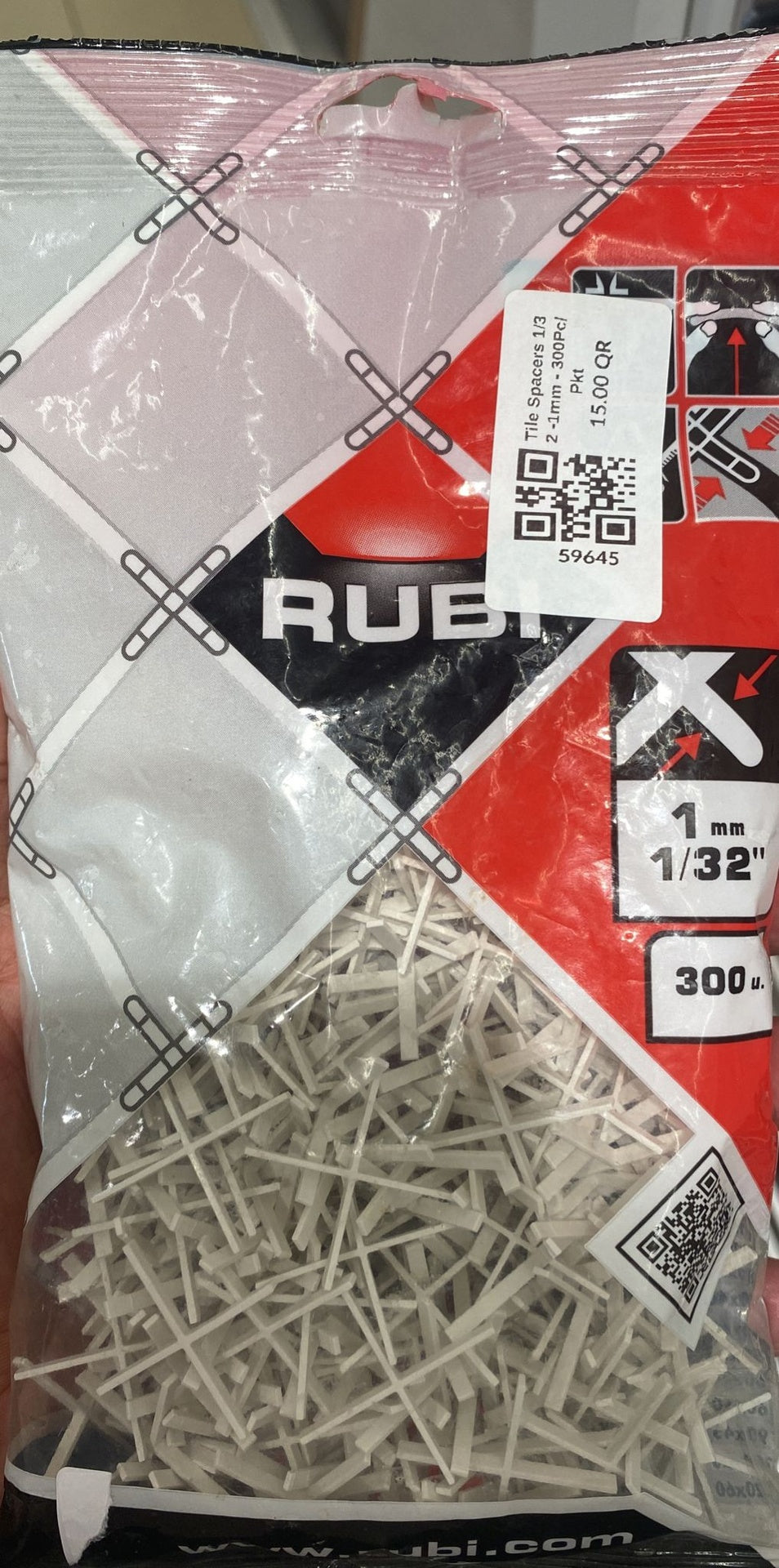 Tile Spacers – 1mm (1/32") | 300 Pcs/Pkt – 2911