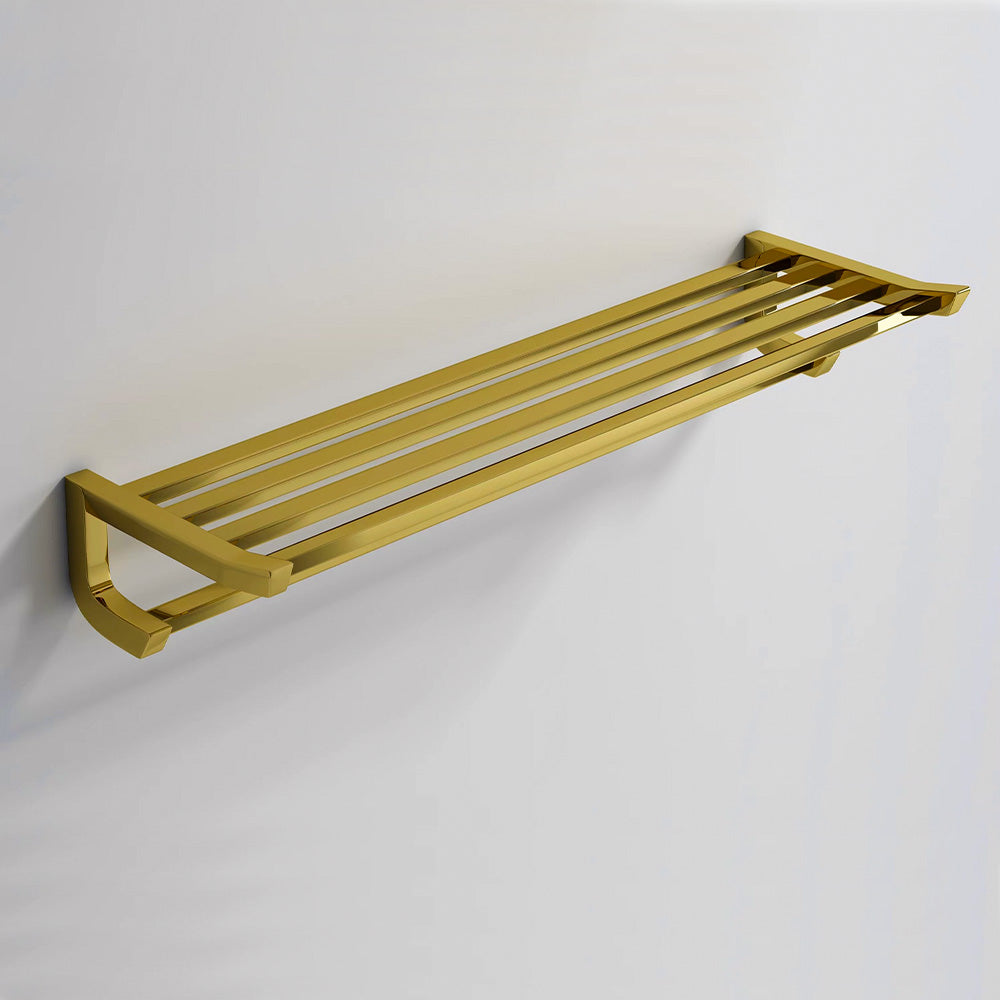 Wall Mount Towel Rack 4 Bars +1 Rail - Brushed Gold