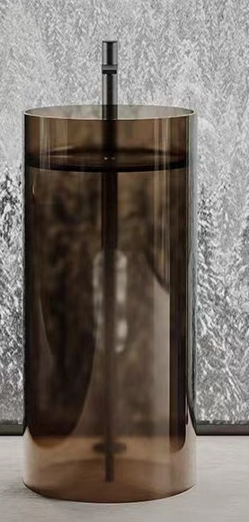 Transparent Resin Floor Basin – 400×400×860mm | Galaxy Coffee Finish (Model 94575)