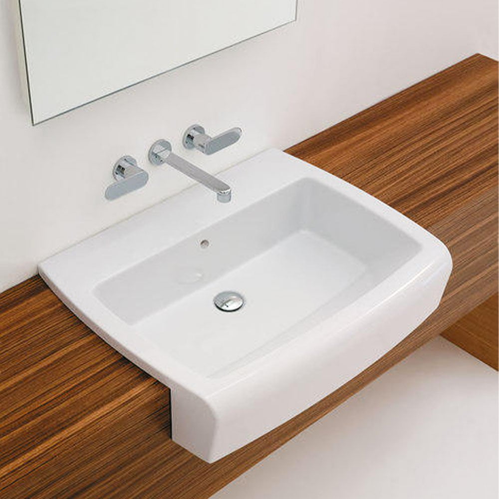 Una Semi Inset Wash Basin White