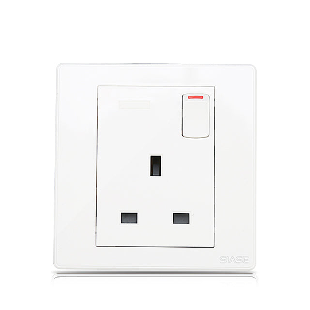 “V027-W 1-Gang 13A Switched Socket, PC Panel & SS Frame”