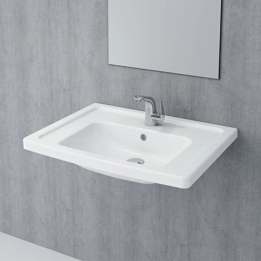 Vanity Basin With Tap & Overflow Hole Taormina Pro Glossy White BuyonBudget