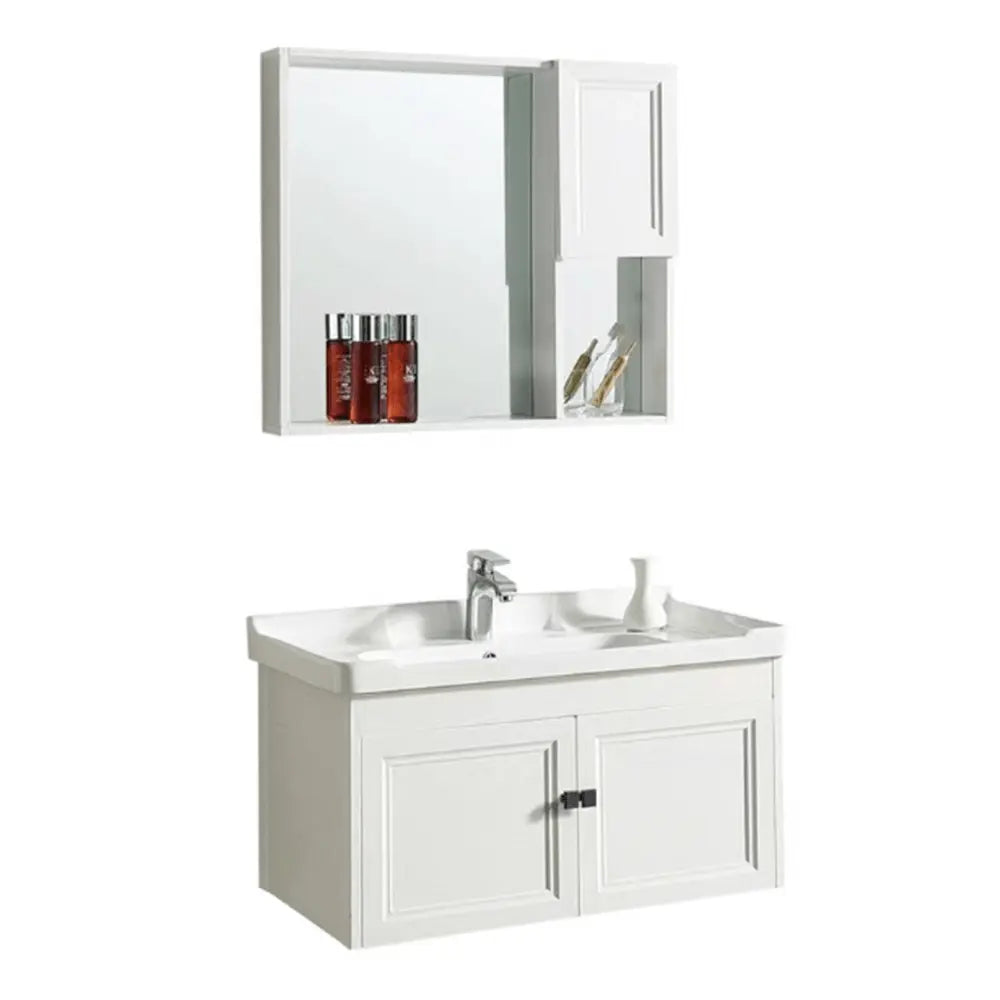 Wall Mount Vanity Bathroom Cabinet With Mirror - White BuyonBudget