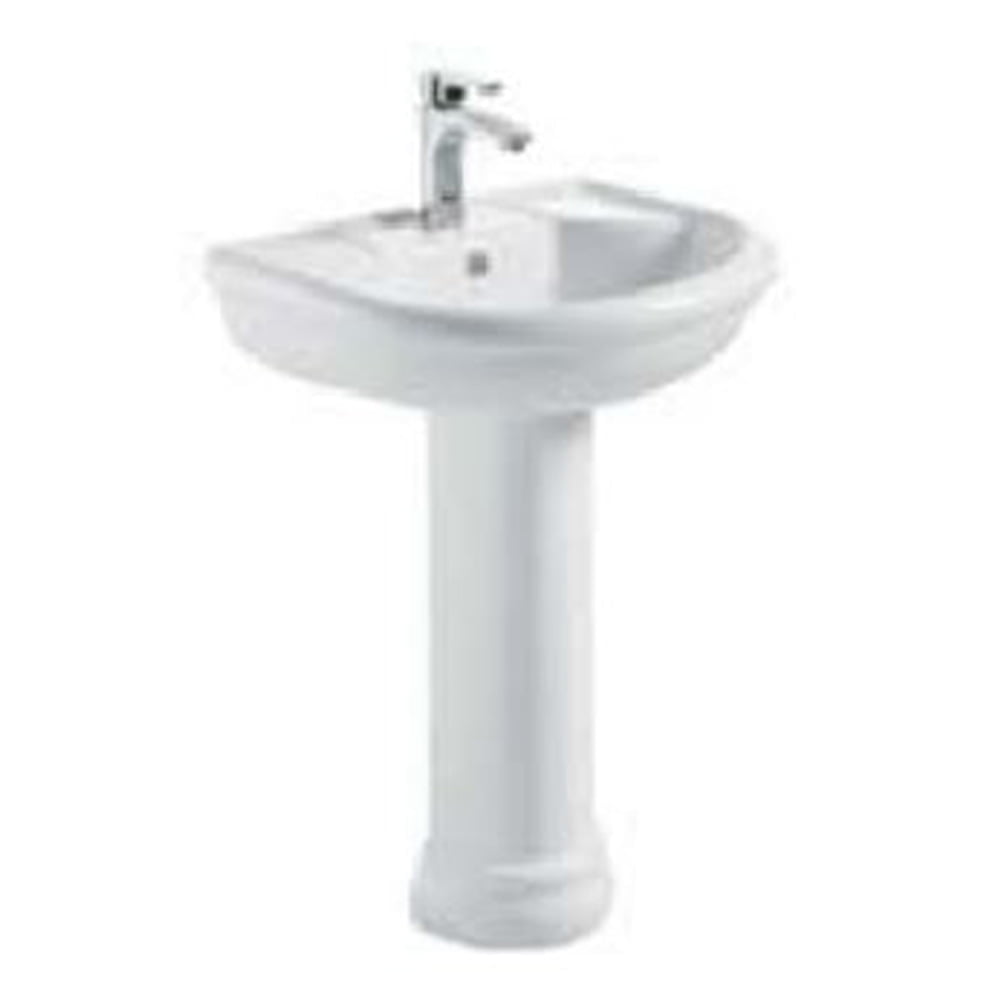 Wash Basin With Full Pedestal - White