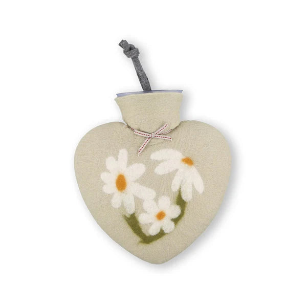 Dorothee Lehnen Hot Water Bottle 0.7L – Marguerite Flowers Motif, Khaki