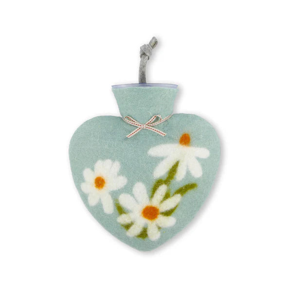 Dorothee Lehnen Hot Water Bottle 0.7L – Marguerite Flowers Motif, Waterblue