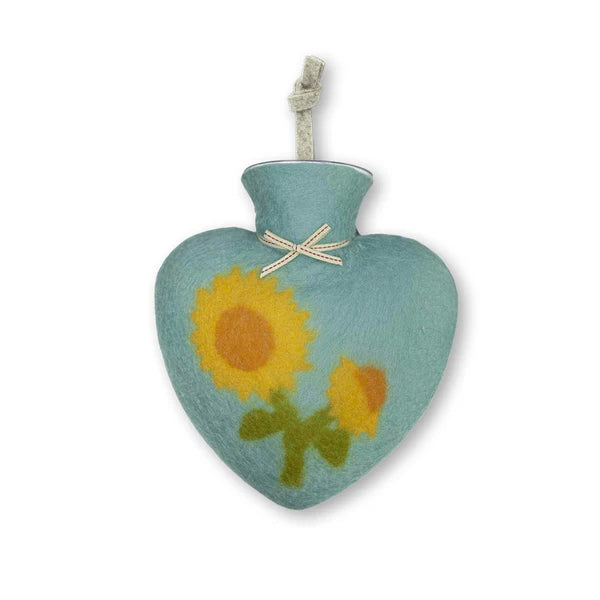 Dorothee Lehnen Hot Water Bottle 0.7L – Two Sunflower Motif, Storm