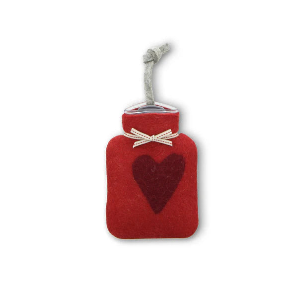 Dorothee Lehnen Mini Hot Water Bottle 0.2L – Heart Motif, Red / Bordeaux