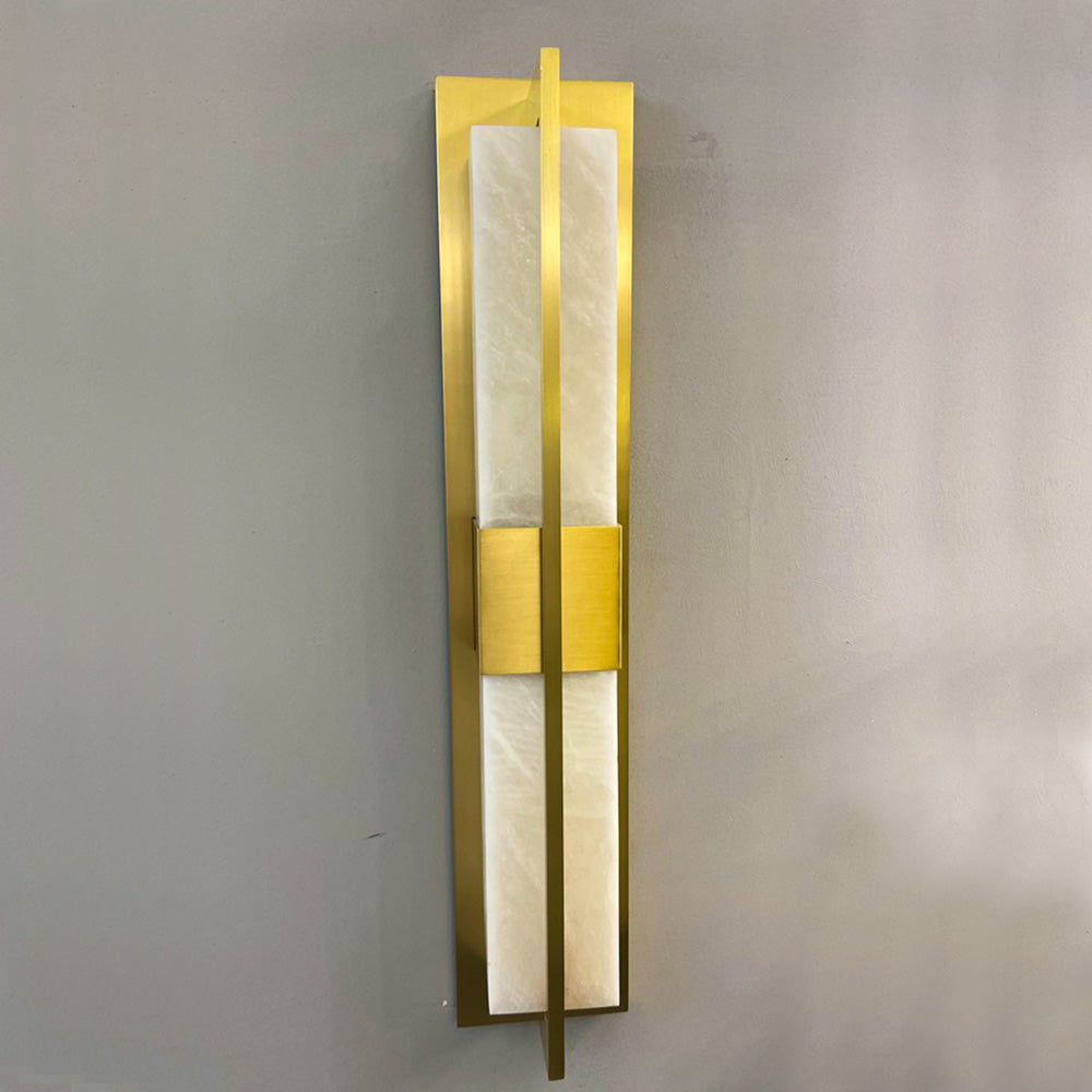 Modern Silver Brass Long Marble Design Led Wall Lamp – 2016w 3000k