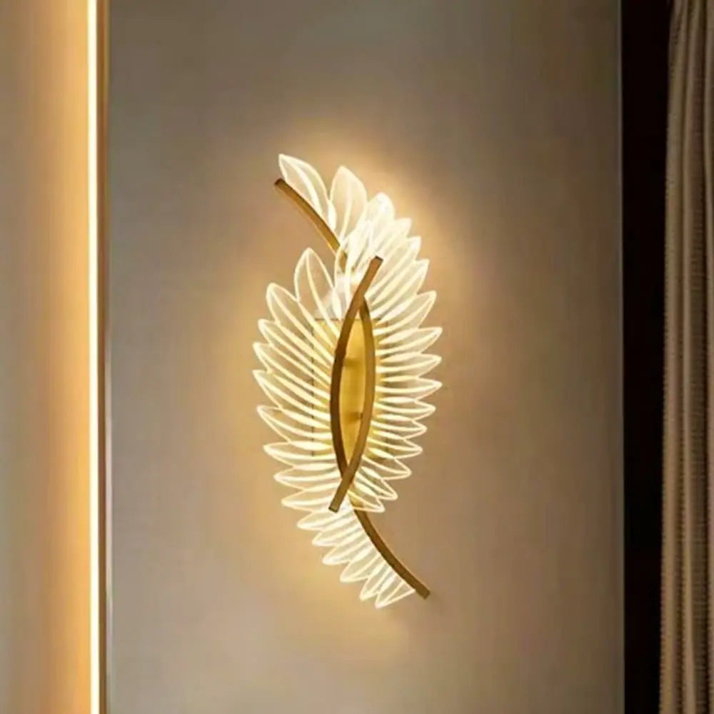 Modern Luxury Decorative Feather Bracket Brass Led Wall Lamp BoB Lights