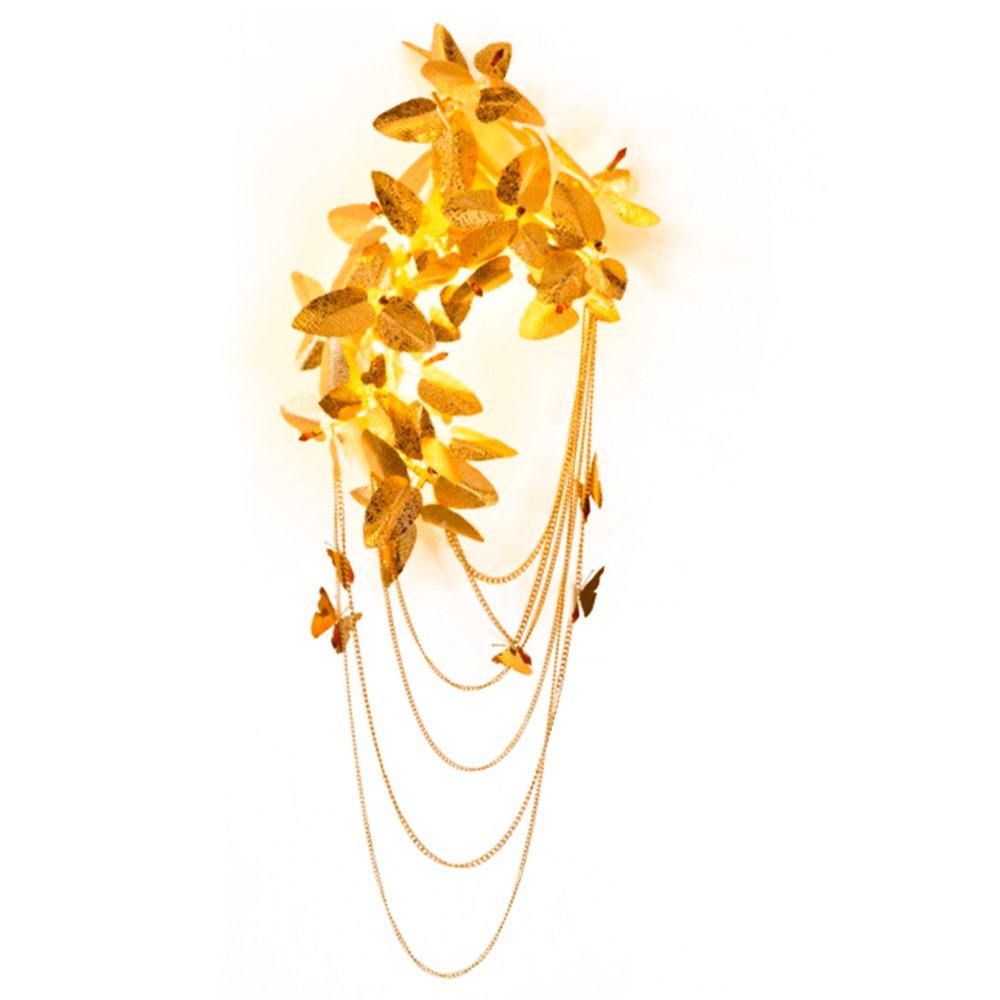 Modern Sconce In Gold-plated Brass With Amber Wall Lamp