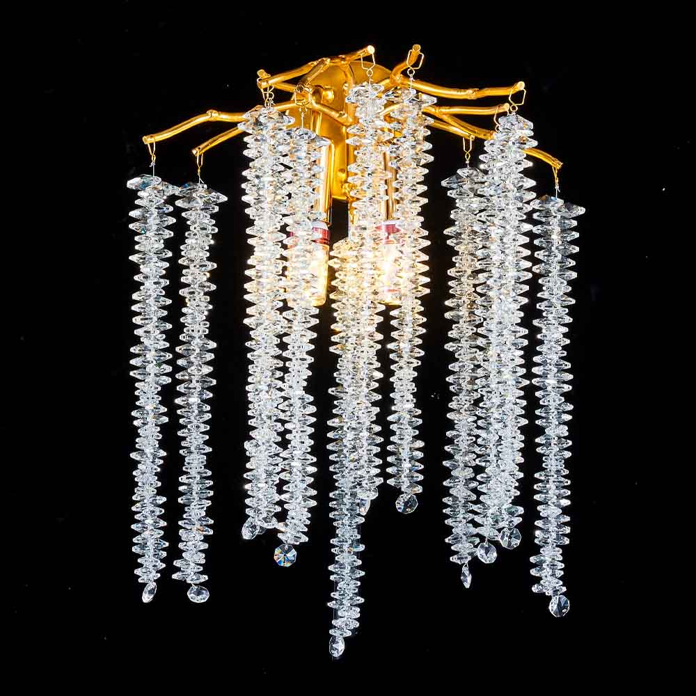Modern Luxury Silver Crystal Tree Branch Led Wall Lamp – (e14x2) 3000k-d45cm