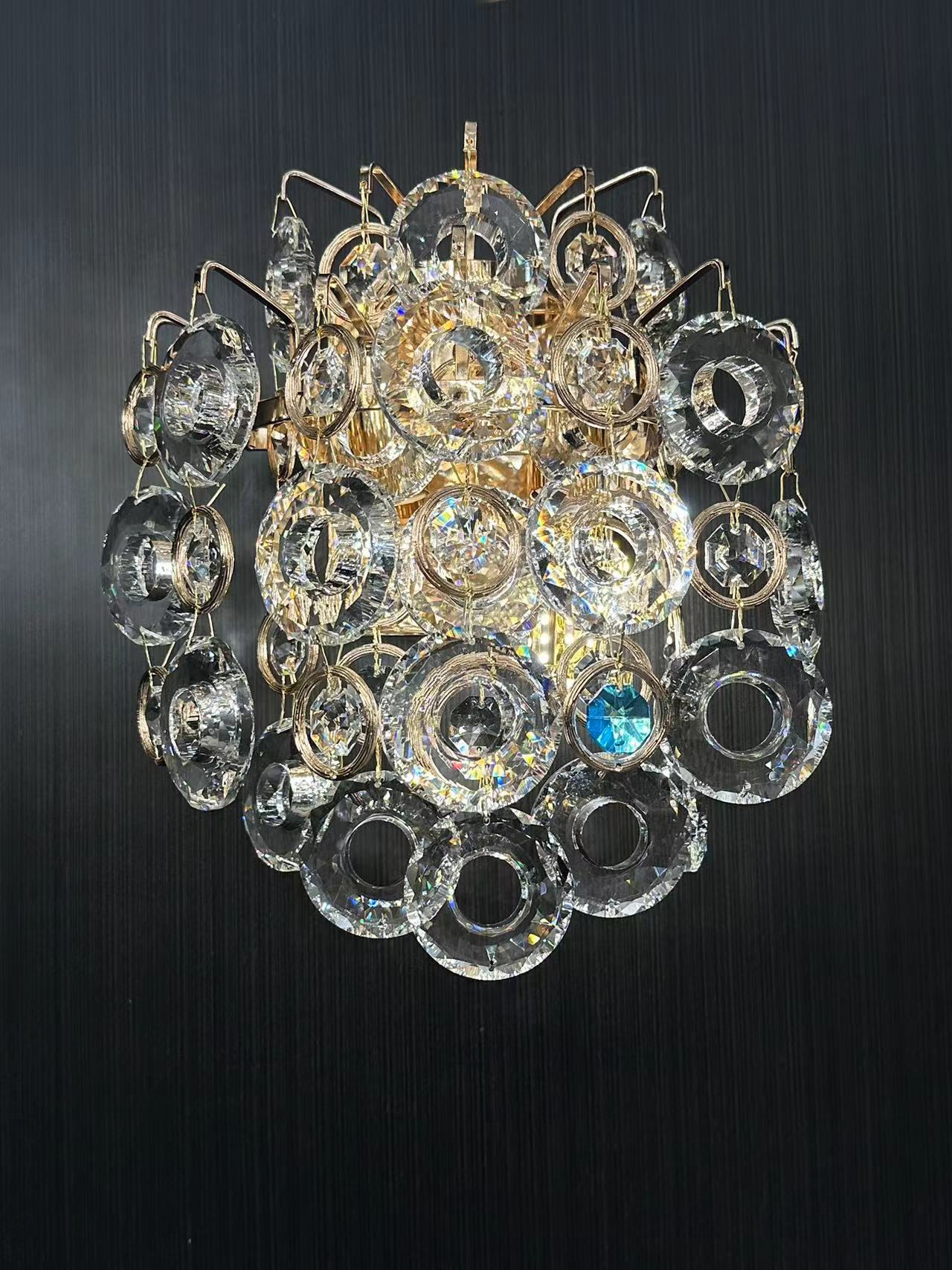 D8223 Champagne Gold Crystal Wall Light