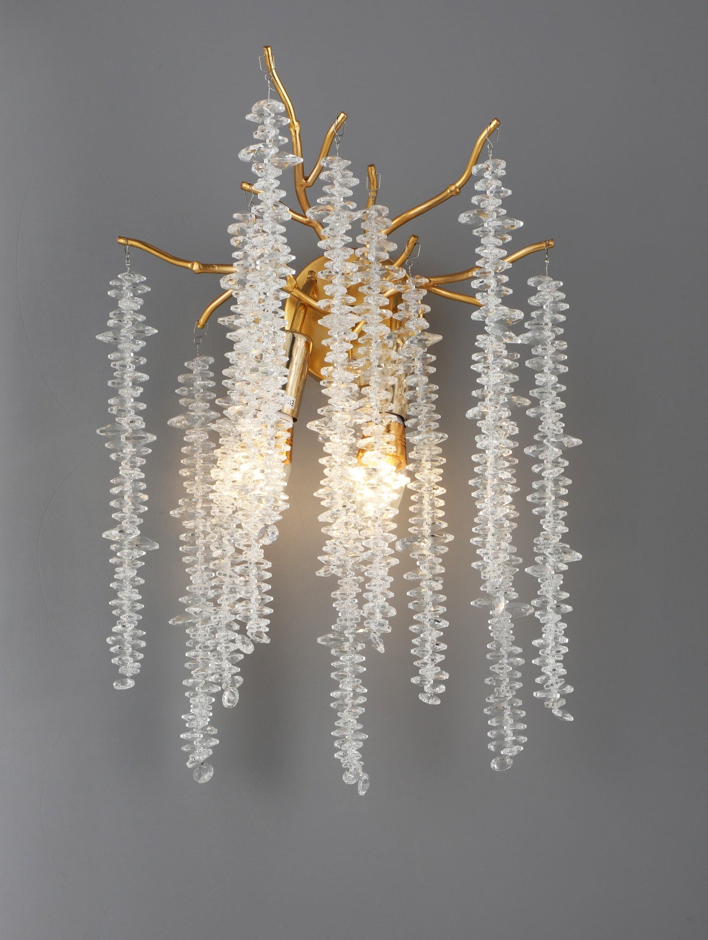 8086-3W Aluminum Crystal Wall Sconce – Gold