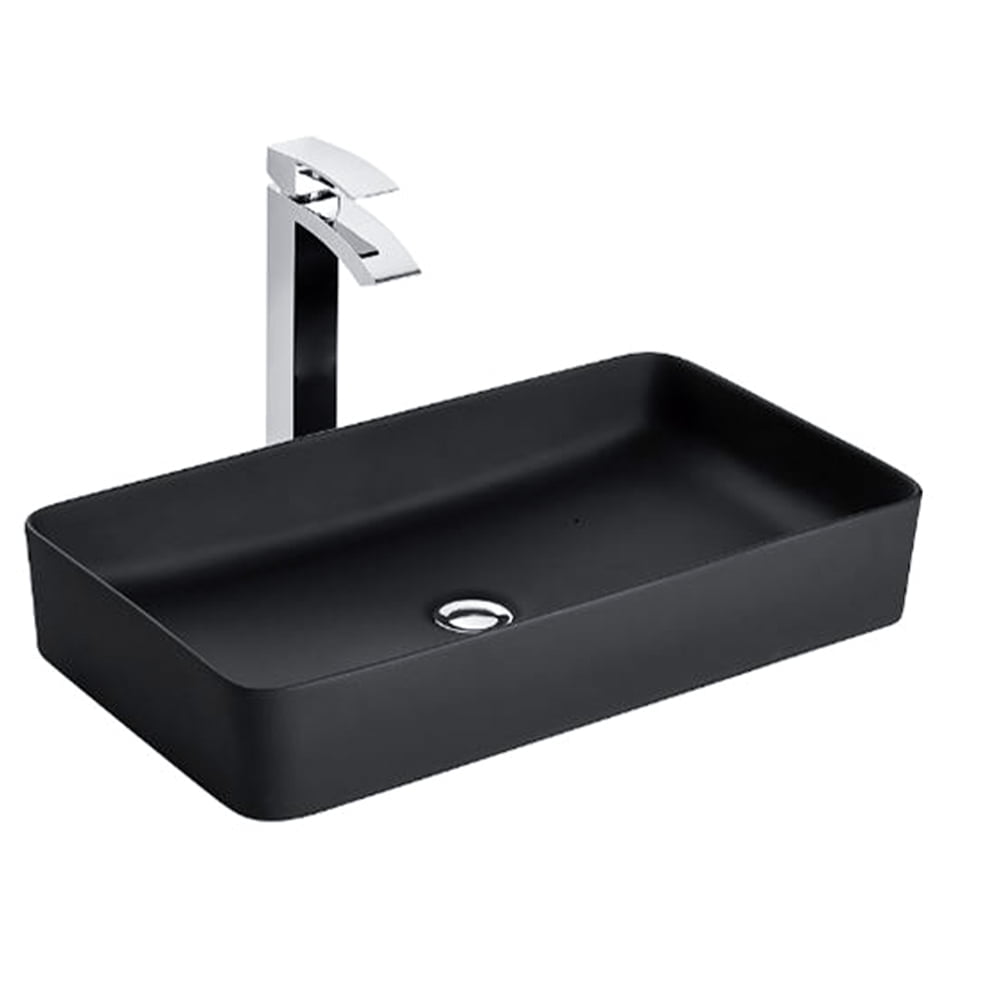 Rectangular Shape Counter Top Wash Basin - Matt Black