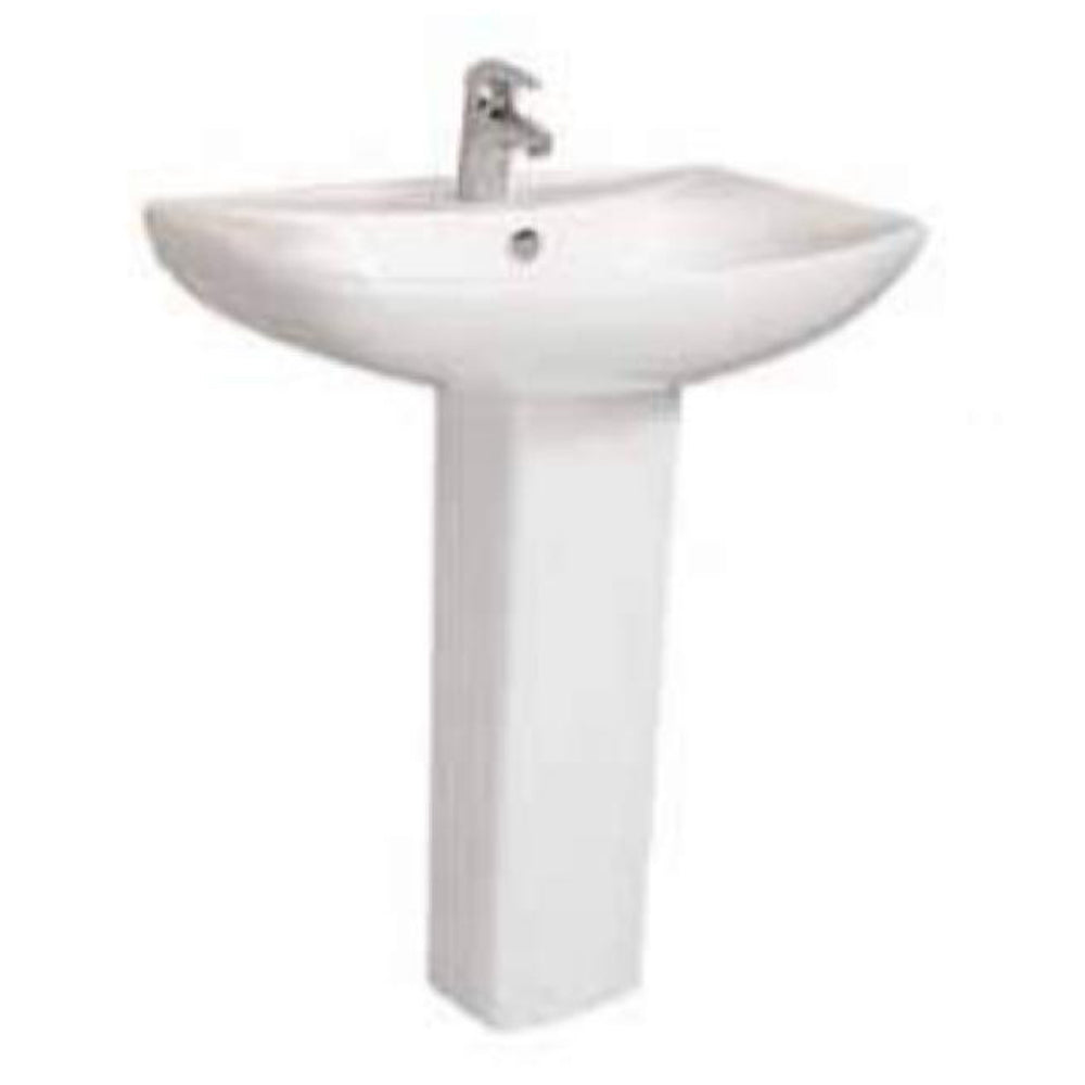 Wash Basin With Full Pedestal - White