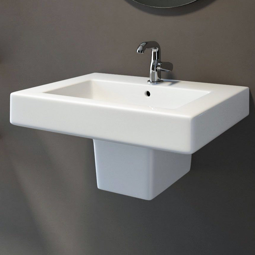 Yaqout 200 Wall Hung 1-hole Wash Basin - White-ffc
