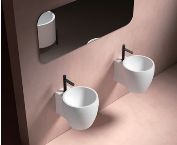 YL1296 Wall-Hung Solid Surface Basin – White