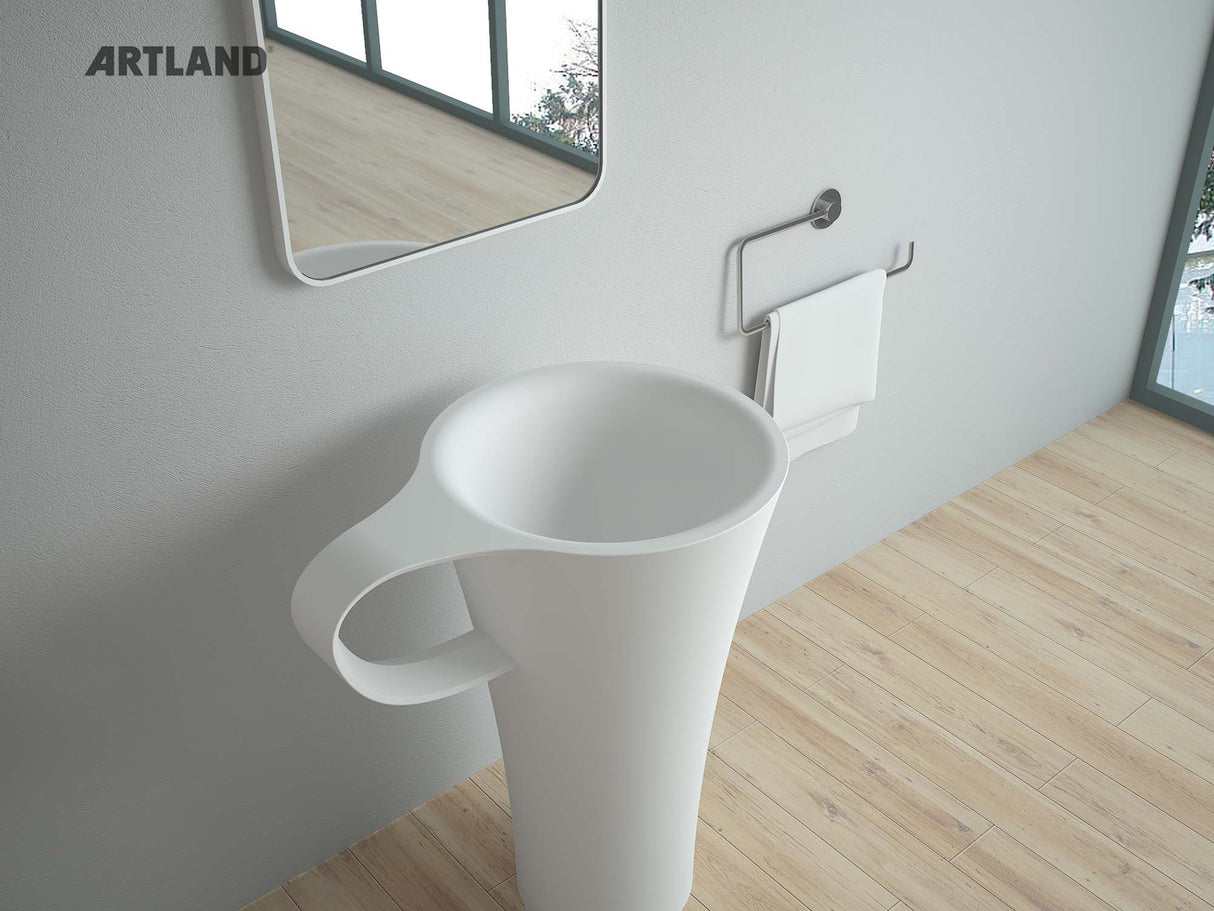 YL5034 - Pedestal Free Standing Solid White Basin (Cup Design) 720*500*840mm