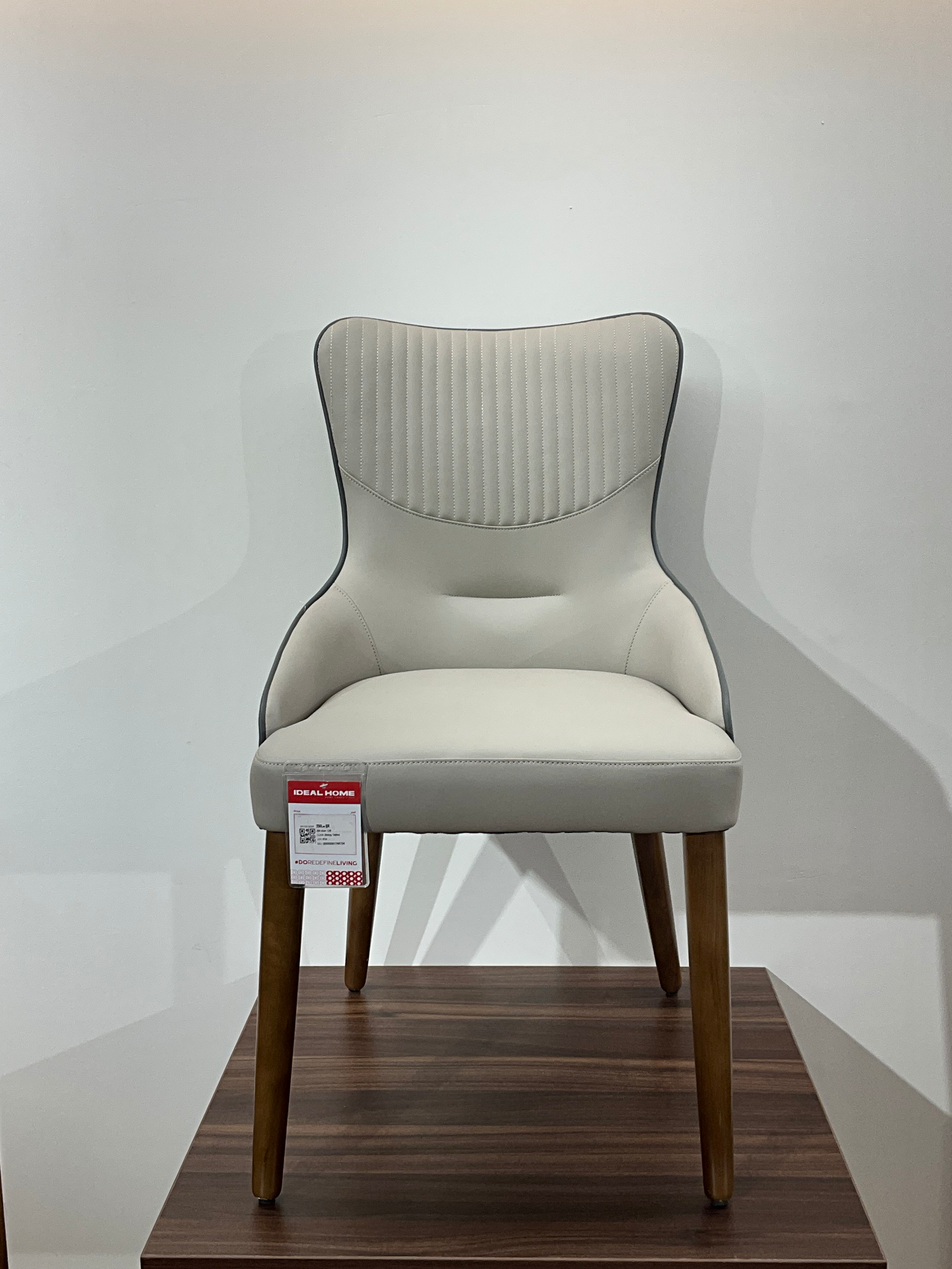 ZM 128 – Modern Upholstered Dining Chair (Beige & Grey)