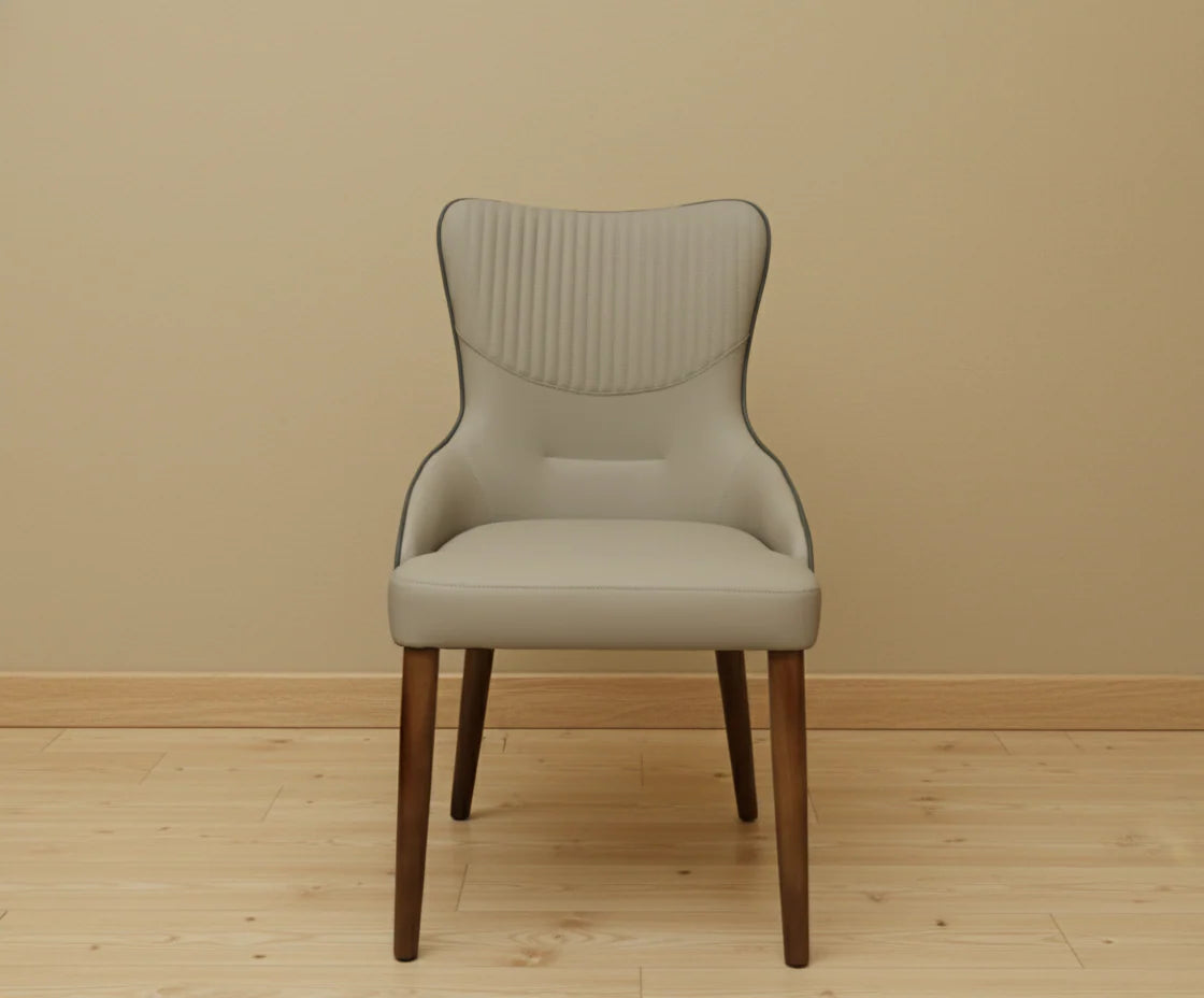 ZM 128 – Modern Upholstered Dining Chair (Beige & Grey)