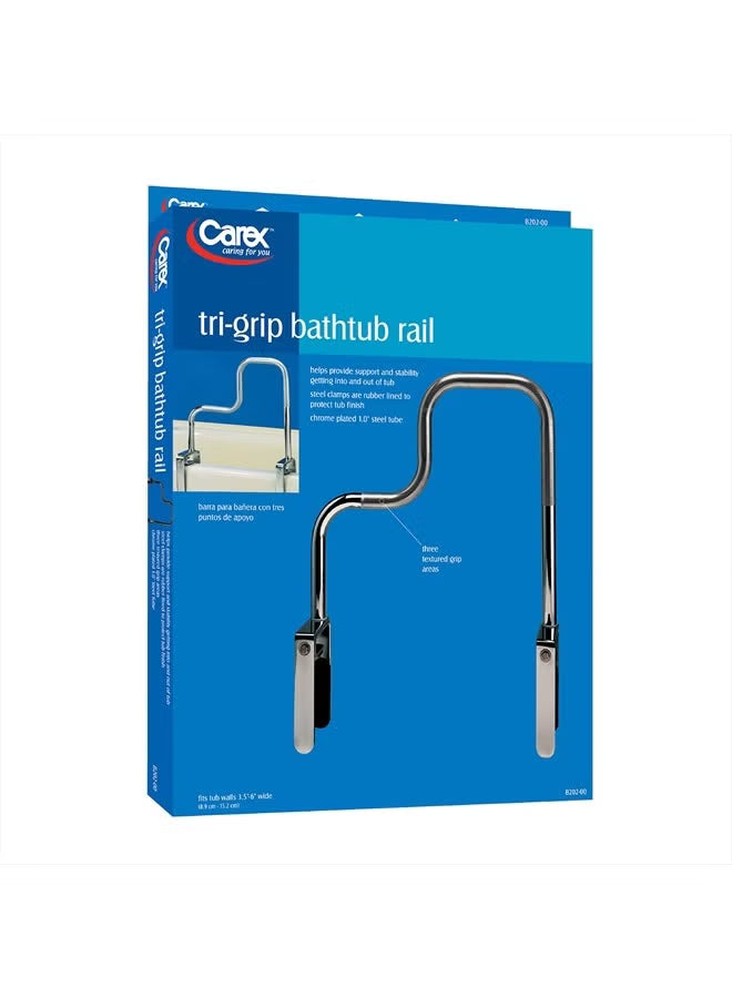 Tri-Grip Bathtub Rail with Chrome Finish