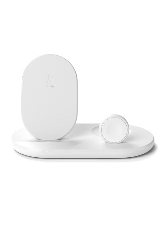BoostCharge Pro 3-In-1 Wireless Charger - 7.5W Fast Qi Certified For iPhone 15/14/13/12/11 Series, Earlier Models, Apple Watch Series 5/4/3/2/1, Airpods Pro And QI Enabled Devices White