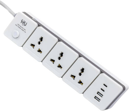HVO-1002 Power Socket with 3 Sockets, USB & 3 m Cable