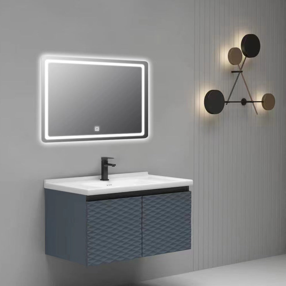 Aviation Vanity Cabinet 800mm With Led Mirror – Blue