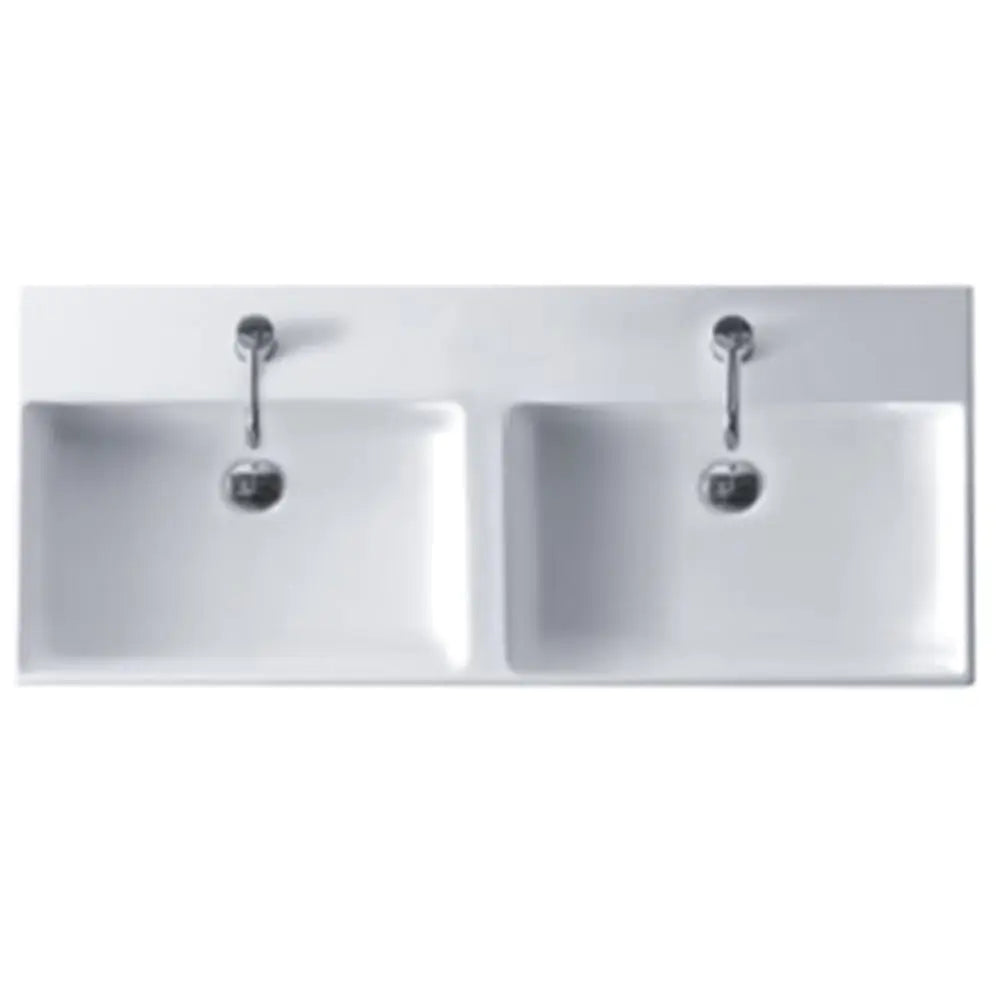 Wash Basin Double Bowl Wall Hung White BuyonBudget